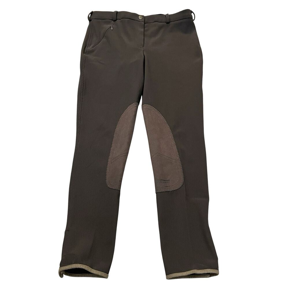 Tuff Rider Womens Breeches Size 28 Brown Knee Patch Low Rise Equestrian Ribbed